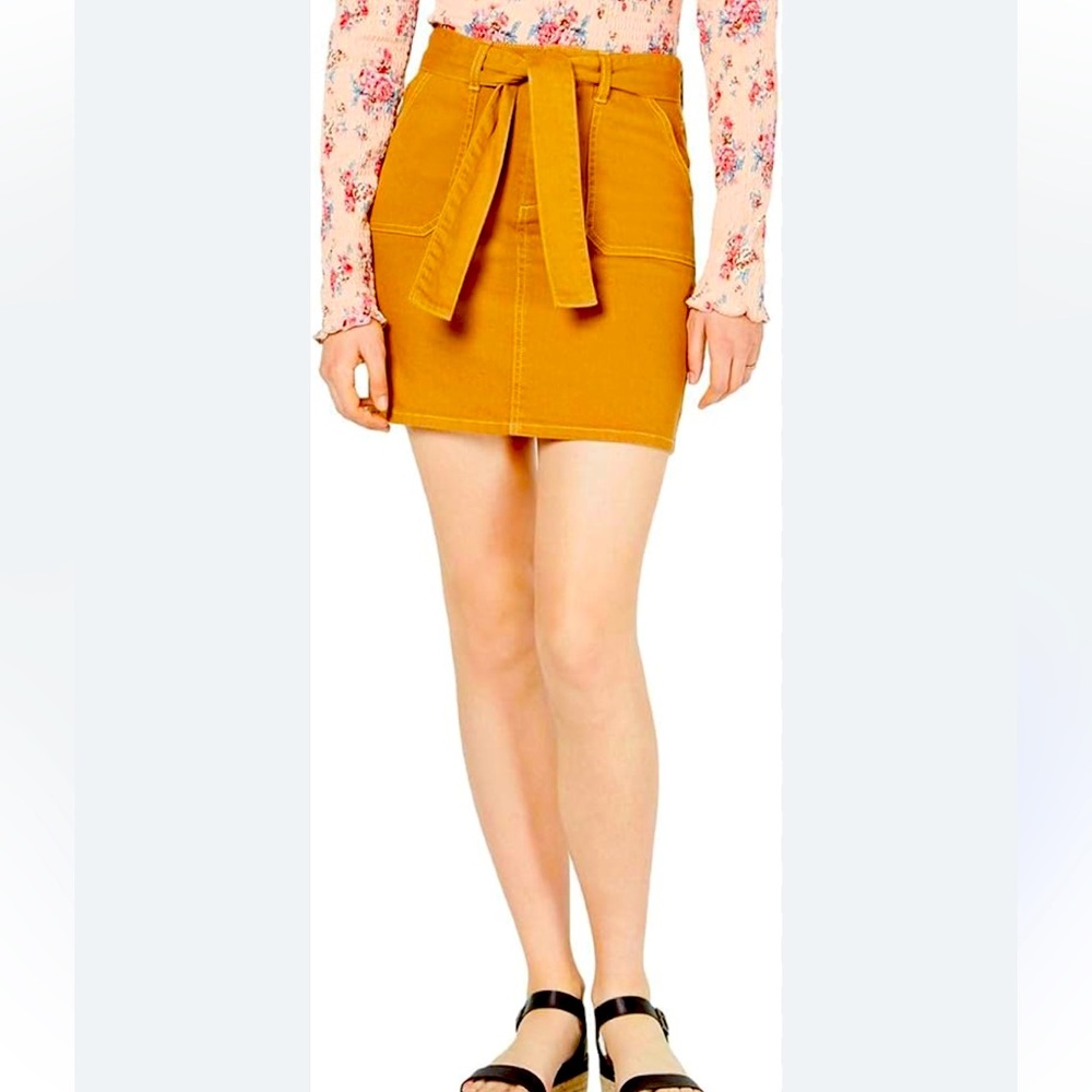 Tinsel‎ NWOT Belted High Waisted Skirt w/front Pockets Size Large Lite Brown